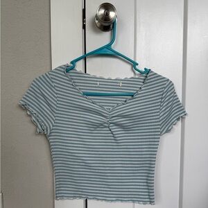 Striped Blue and White Women's Top
